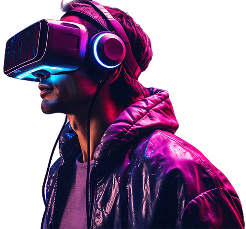man wearing vr glasses app
